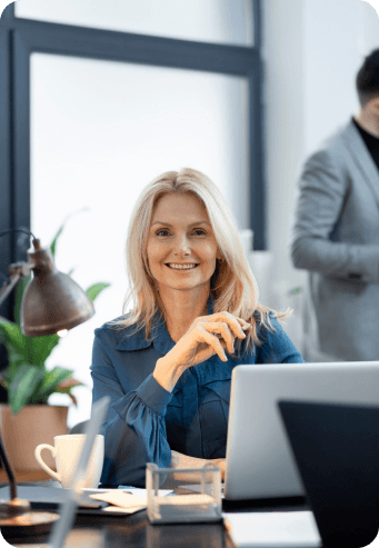 Woman working on laptop